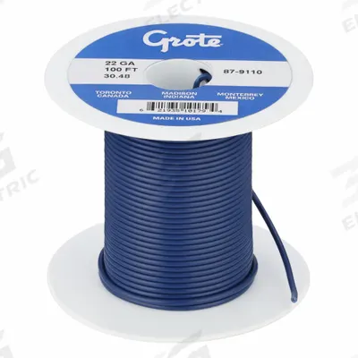 BATTERY DOCTOR Primary Automotive Wire: GPT, 100 ft, 1 Conductor, 22 AWG, Blue - PVC-Insulated General Purpose Primary Wires