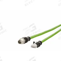 METZ CONNECT M12 Cable: Cat7, M12 Plug Male Straight x RJ45 Male Straight, 5 m Lg, PUR, Green, X (MPN 142M2X15050). Key specifications — Brand: METZ CONNECT; Cable Jacket Color: Green; End 1 Coding: X; End 2 Coding: X; IP Rating: IP2X; Performance Category: Cat7.