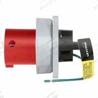 LEVITON Pin and Sleeve Inlet: Red, 277/480V AC, Three Phase, 60 A, 4 Pole, 5 Wire, IEC Grounding (MPN 560B7WLEV). Key specifications — Brand: LEVITON.