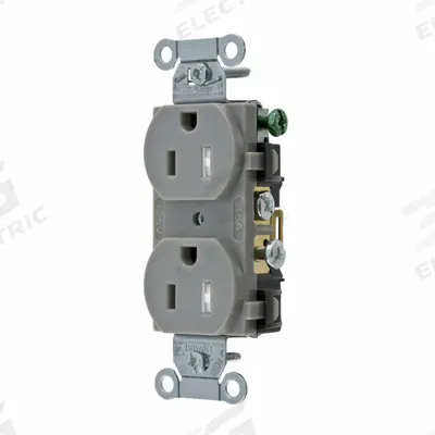 BRYANT Receptacle: Duplex, 5-15, Gray, 125V AC, 15 A, 2 Pole / 3 Wire (MPN CRS15GRYTR) - General Purpose Receptacles