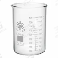 APPROVED VENDOR Beaker: 1,000 mL, 33.81 fl oz, A, Low Form, Type I, Colorless, Borosilicate Glass (MPN BG1000-1000). Key specifications — attr1371034: Type I; attr1371051: APPROVED VENDOR; attr1371062: Colorless.