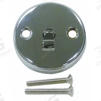 KISSLER Two-Hole Overflow Plate with Lever: Universal, Brass, Chrome Finish, 3 1/4 in Trim Plate Wd (MPN 42-7133). Key specifications — Trim Finish: Chrome; Trim Plate Material: Brass; Product Type: Two-Hole Overflow Plate with Lever; Brand: KISSLER; Compatible Series: Universal.