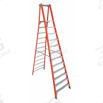 LOUISVILLE LADDER Platform Stepladder: 12 ft Ladder Size, Fiberglass, 300 lb Load Capacity - General Purpose Podium Stepladders