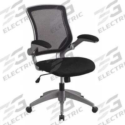 FLASH FURNITURE Office Chair: Kale, Flip Up, Black, Mesh Material, 22 1/2 in Back Ht - Fixed-Arm Office Chairs