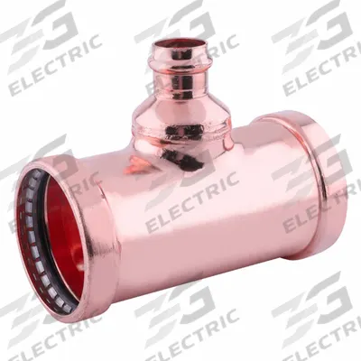 APPROVED VENDOR Crimp Tee Fitting: Tee, 2 1/2 in CTS x 2 1/2 in CTS x 2 in CTS size - Plumbing Copper & Bronze Press Tube Fittings