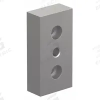 Base Plate: 15 Series, Aluminum, 1 1/2 in x 3/4 in x 3 in, Drop-In, Double, Adj (MPN 2130). Key specifications — Includes Fasteners: No; Mounting Type: Drop-In; System of Measurement: Inch; Finish: Anodized; Brand: 80/20; Material: Aluminum; Product Type: Center Tap Base Plate; Adjustable: Yes.