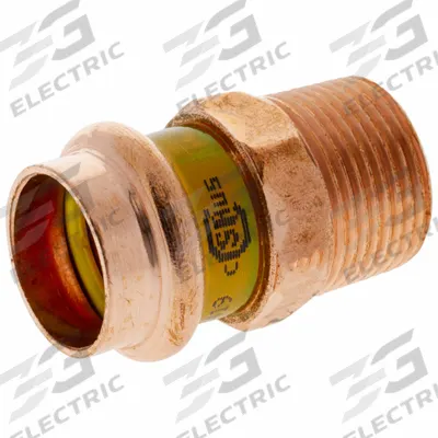 NIBCO Crimp Adapter Fitting: Straight, 1/2 in CTS x 1/2 in CTS x 3/8 in Pipe size - Gas Copper & Bronze Press Tube Fittings