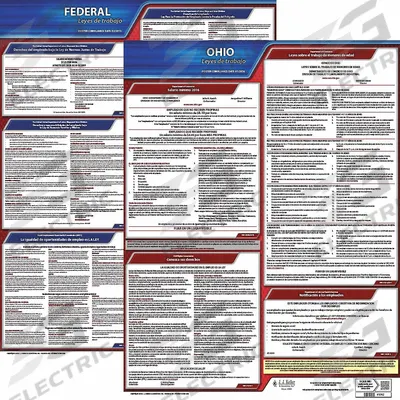 JJ KELLER Labor Law Poster: OH, Spanish, Plastic, 20 in x 24 in - State & Federal Labor Law Poster Sets