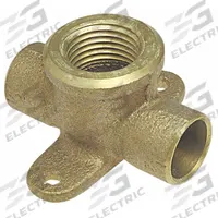 NIBCO Sweat Fitting Tee: 1/2 in CTS x 1/2 in CTS x 1/2 in Pipe, Cup x Cup x FNPT, Cast Bronze (MPN 7125-1/2)