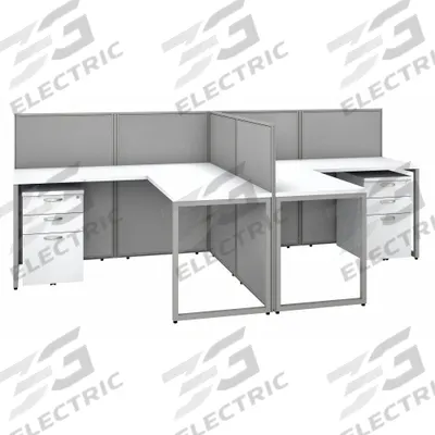 BUSH BUSINESS FURNITURE Modular Cubicle Workstation: 45 in Overall Ht, 119 in Overall Wd - Office Cubicles with Privacy Panels