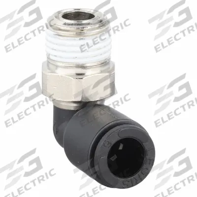 LEGRIS Push-Fit Elbow Fitting: 6 mm OD x 1/8 in Pipe Size, Push-to-Connect x MNPT - Nylon & Nickel-Plated Brass Tube Fittings