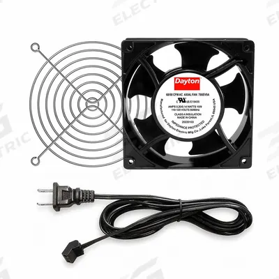 Dayton Axial Fan: 60 cfm_64 cfm Airflow @ 0.000 in SP, 4 3/4 in Ht, 1 1/2 in Dp - Standard Square Axial Fan Kits