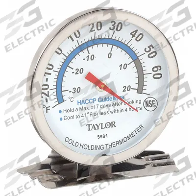 TAYLOR Mechanical Food Service Thermometer: HACCP Food Safety, Analog, 1 in Overall Lg - Refrigerator & Freezer Thermometers