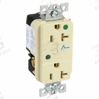 HUBBELL Receptacle: Hospital Grade Fed. Spec., Duplex, 5-20R, Ivory, 125V AC, 20 A, 2 Pole / 3 Wire (MPN HBL8362ISA)