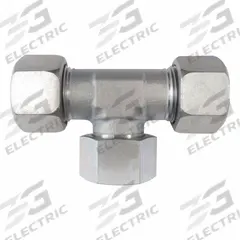 BRENNAN INDUSTRIES Compression Tee Fitting: M18x1.5 x M18x1.5 x M18x1.5 Thread Size, Steel, Swivel (MPN D6600-S10-S10-S10). Key specifications — Brand: BRENNAN INDUSTRIES; Series: D6600.