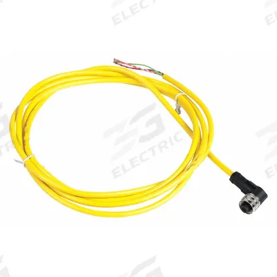 TELEMECANIQUE SENSORS Cordset: 1/2"-20 Female Right Angle x Bare Wire, 3 Pins, Yellow, PVC, 2 m Cable Lg - Single-Ended Cordsets