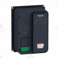 SCHNEIDER Variable Frequency Drive: In Phase Single, Out Phase Single, 1 hp, No Bypass, Programmable (MPN ATV320U07M2W). Key specifications — Style: Compact; Color: Black/Green; Output Phase: Single.