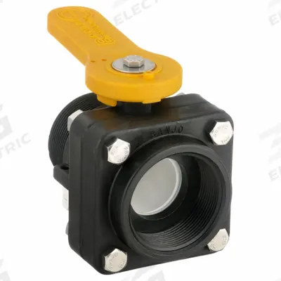 BANJO Manual Two-Way Ball Valve: 2 in, Polypropylene, Straight, MNPT x FNPT, Two-Piece - Polypropylene Ball Valves