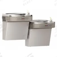 ELKAY Bi-Level Drinking Fountain: On-Wall, 25 5/16 in Ht, Sensor, 8 gph @ 50°F, Gray (MPN EZOOSTL8LC). Key specifications — Housing Color: Gray; Brand: ELKAY; Housing Material: Vinyl Clad Steel; Housing Finish: Vinyl Clad; Chilling Capacity: 8 gph @ 50°F.