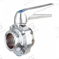 VNE Manual Butterfly Valve: 6 in Pipe Size, Clamp, 145 psi Max. Pressure (CWP), 304 Stainless Steel (MPN 51C6.0ME/PH). Key specifications — Average Surface Roughness (Ra): ≤ 32 micron; Brand: VNE; Stop Positions: 4; Handle Type: Lever; Body Material: 304 SS; Disc Material: 304 SS.