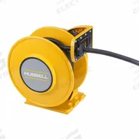 HUBBELL WIRING DEVICE-KELLEMS Extension Cord Reel: Ratchet Lock, 35 ft Cord Lg, 10 AWG, SJO, Yellow (MPN HBLI35103Y). Key specifications — Retractable Cord Ending NEMA Configuration: Bare Wire; Brand: HUBBELL WIRING DEVICE-KELLEMS.