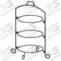 ITI Plate Stand: Black, Iron, 16 1/4 in Overall Wd, 21 1/4 in Overall Lg, 27 in Overall Ht (MPN WR-123). Key specifications — Brand: ITI; Color: Black; Product Type: 3 Tier Plate Stand; Material: Iron.