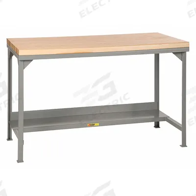LITTLE GIANT Workbench: Fixed Ht, Butcher Block, 60 in x 30 in, 3,000 lb Overall Load Capacity - Workbenches with Lower Shelves