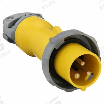HUBBELL Pin and Sleeve Plug: Yellow, 125V AC, Single Phase, 20 A, 2 Pole, 3 Wire - Watertight Plugs