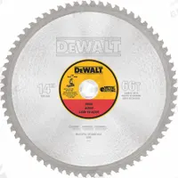 DEWALT Circular Saw Blade: 14 in Blade Dia., 66 Teeth, 0.09 in Cut Wd, 1 in Arbor Size, Solid Stock (MPN DWA7747). Key specifications — attr1116119: DEWALT; attr1145631: Ferrous Metals.