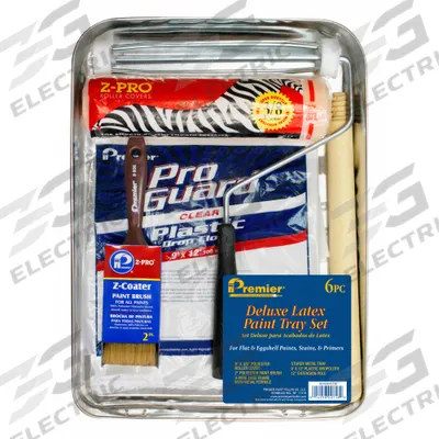 PREMIER PAINT ROLLER MFG Paint Roller Kit: 5 Wire Cage Roller Frame, 9 in Roller Lg - Brush, Roller & Tray Kits