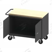 DURHAM MFG Mobile Cabinet Workbench: 48 in x 24 in, Butcher Block, 3,600 lb Overall Load Capacity (MPN 3411-MT-FL-95). Key specifications — Included Components: Handle on Side; Assembly: Fully Assembled; Brand: DURHAM MFG.