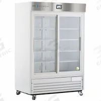 AMERICAN BIOTECH SUPPLY Lab Refrigerator: 47 cu ft, Upright, 1°C to 10°C, 33 1/4 in Overall Dp (MPN ABT-HC-LP-47-TS). Key specifications — Door Opening Style: Sliding; Color: White; Alarm Type: Door Ajar; Manufacturer Part Number: ABT-HC-LP-47-TS; Brand: AMERICAN BIOTECH SUPPLY; Product Type: Lab Refrigerator; Door Type: Sliding Glass; Refrigerant Type: R-290.