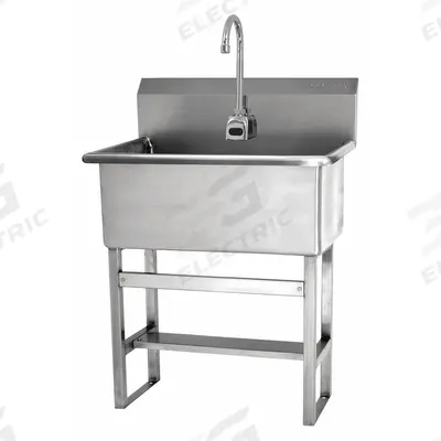 SANI-LAV Scrub Sink: 45 1/2 in Overall Ht, 22 in Bowl Lg, 10 1/2 in Bowl Dp - One-Station Freestanding Hand Sinks with Faucets