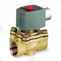 REDHAT Solenoid Valve: 2-Way, Normally Closed, 3/4 in Pipe Size, 12V DC, Watertight, High Flow (MPN 8210G009). Key specifications — Pipe Size: 3/4 in; Voltage: 12V DC; Brand: REDHAT; Coil Enclosure: Watertight.