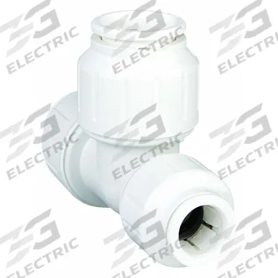 JOHN GUEST Push-Fit Tee Fitting: 3/4 in OD x 1/2 in OD x 3/4 in OD Size, Plastic - Polysulfone Push-to-Connect Tube Fittings