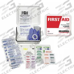 FIRST AID ONLY First Aid Kit and Housing: Gen Purpose, 1 People Served, 64 Components, Plastic (MPN 54626). Key specifications — Adhesive Bandages Included: (22) Bandages; Application: General Purpose; Brand: FIRST AID ONLY; Housing Color: White; Housing Material: Plastic; Includes Oral or Inhalant Medication: Medication Included; Mountable: Portable; Oral and Inhalant Medicinals Included: (4) Non-Aspirin Pain Relievers.