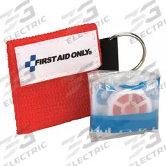FIRST AID ONLY CPR Faceshield: 1 People Served, Adult, Disposable, Holster Case Type (MPN M5092). Key specifications — Disposability: Disposable; Case Type: Holster; Includes: Key Chain; Case Material: Fabric; Brand: FIRST AID ONLY; Patient Type: Adult; Product Type: CPR Face Shield.