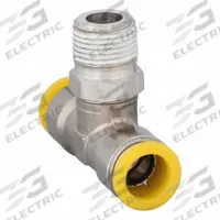 PARKER Push-Fit Tee Fitting: 12 mm OD x 12 mm OD x 3/8 in Pipe Size, Brass, 29 5/32 mm Overall Lg (MPN W172PLP-12M-6R). Key specifications — Brand: PARKER; Thread Size A: 3/8".