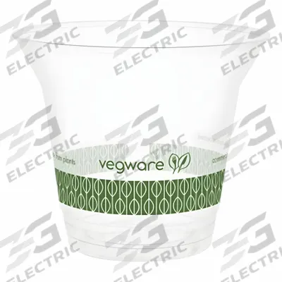 NOVOLEX Cold Cup: 9 oz Capacity, Clear/Green, Unwrapped - Plastic Cold Cups