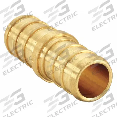 WATTS RADIANT Barbed Fitting Coupling: 1/2 in ID x 1/2 in ID Size, Barbed x Barbed, Brass - Crimp-On Brass Barbed Tube Fittings