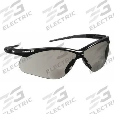 KLEENGUARD Reader Safety Glasses: Gray Lens Color, Wraparound Frame, Bottom - Padded Comfort-Fit Reader Safety Glasses