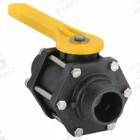 BANJO Manual Two-Way Ball Valve: 2 in, Polypropylene, Straight, MNPT x Male Camlock, Three-Piece (MPN VFMT200FP). Key specifications — Brand: BANJO; Handle: Lever.