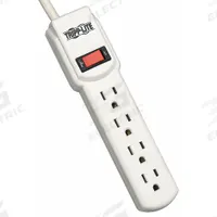 TRIPP LITE Outlet Strip: 4 Outlets, 4 ft Cord Lg, 450 J Rated Energy, 15 A Current, UL 1363, Gray (MPN TLP404). Key specifications — Brand: TRIPP LITE; Mounting Style: Keyhole.