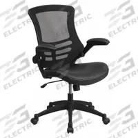 FLASH FURNITURE Office Chair: Kelista, Flip Up, Black, Faux Leather & Mesh Material, 23 in Back Ht (MPN BL-X-5M-LEA-GG). Key specifications — attr995518: Kelista; attr982877: Black; attr982913: Yes; attr982865: Black; attr982870: FLASH FURNITURE; attr982901: Black.