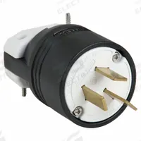 HUBBELL Straight Blade Plug: 10-50P, 125/250V AC, 50 A, 3 Pole, 3 Blade, Black (MPN HBL7513C)