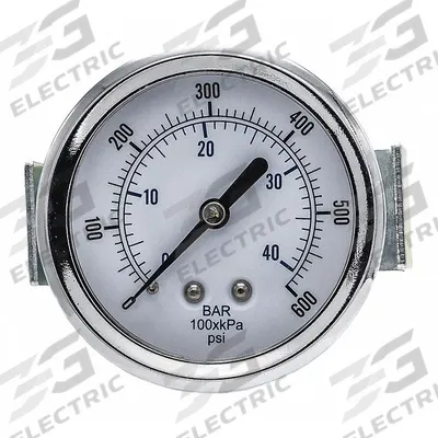 PIC GAUGES Industrial Pressure Gauge: 0 psi to 600 psi, 2 1/2 in Dial, 1/8 in NPT Male - U-Clamp Panel-Mount with Copper Wetted Parts