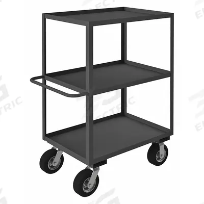 APPROVED VENDOR Utility Cart: 1,200 lb, 36 in L x 24 in W Shelf, 3 Shelves, Gray - Utility Carts with Rough Surface Wheels