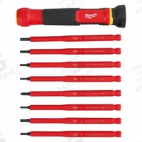 MILWAUKEE Multi-Bit Screwdriver: Phillips/Slotted/Torx Tip, 8 Tips, 6 3/4 in Overall Lg, Single End (MPN 48-22-2217). Key specifications — attr1205339: SL 1/8 in; attr1205303: MILWAUKEE.