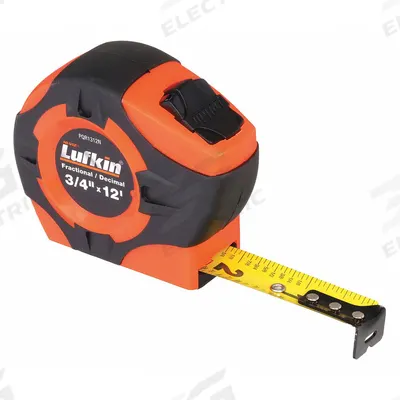 CRESCENT LUFKIN Tape Measure: Nonmagnetic Single Hook Tip, 12 ft - Decimal & Fractional-Read Tape Measures