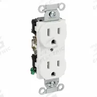 HUBBELL Receptacle: Duplex, 5-15, White, 125V AC, 15 A, 2 Pole / 3 Wire (MPN BR15WHI)
